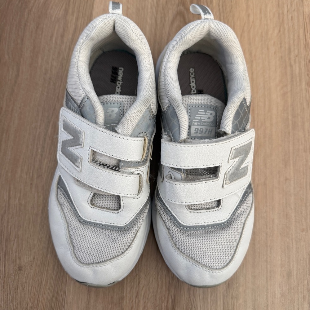 New Balance Kids' White and Gray Sneakers